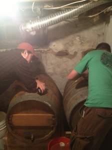 Commish and Al, doing some sensory analysis while racking in to Barrel 2
